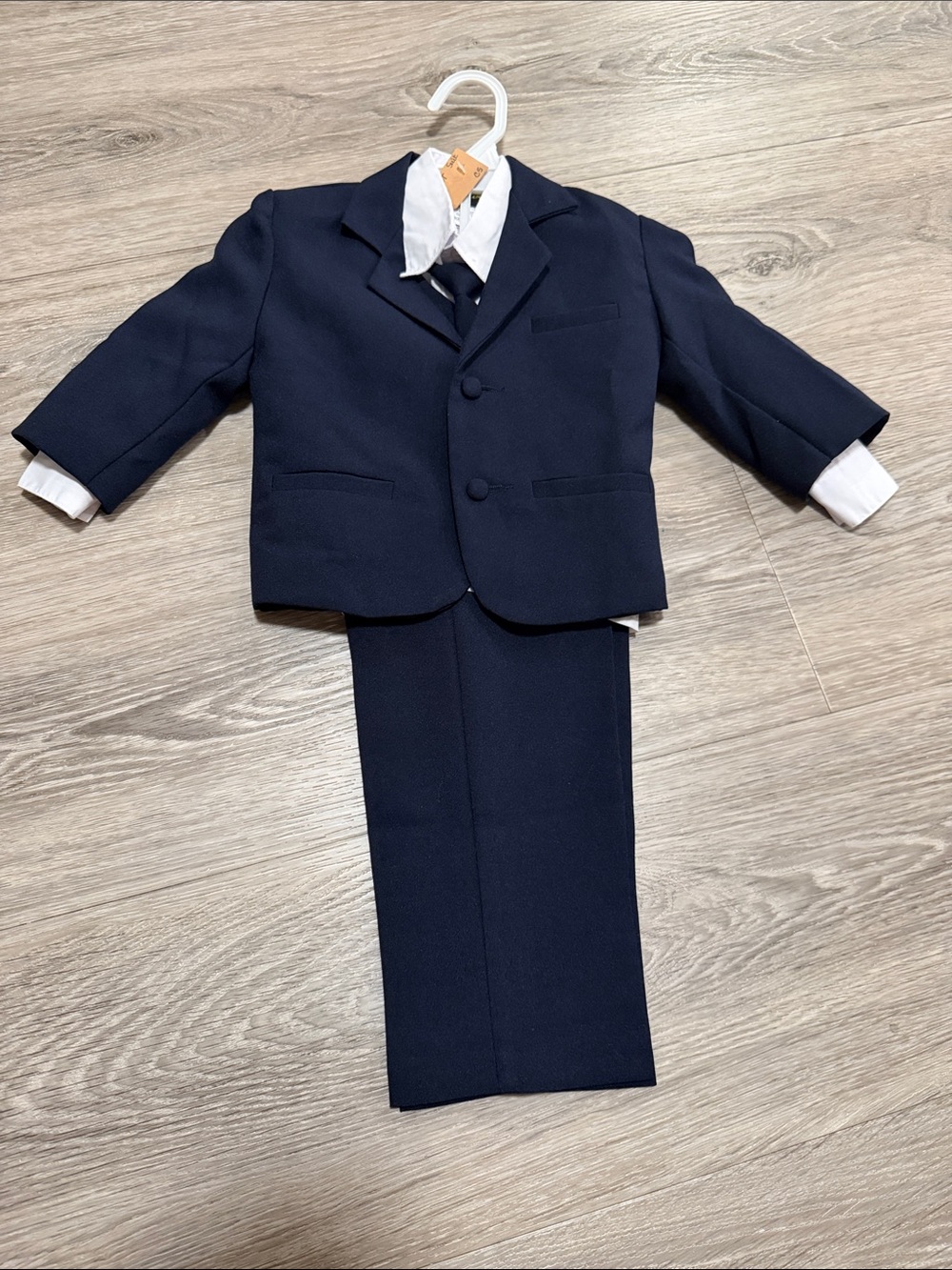 RAFAEL Navy Blue Boys Dress Suit Two-Piece Set with White Shirt
